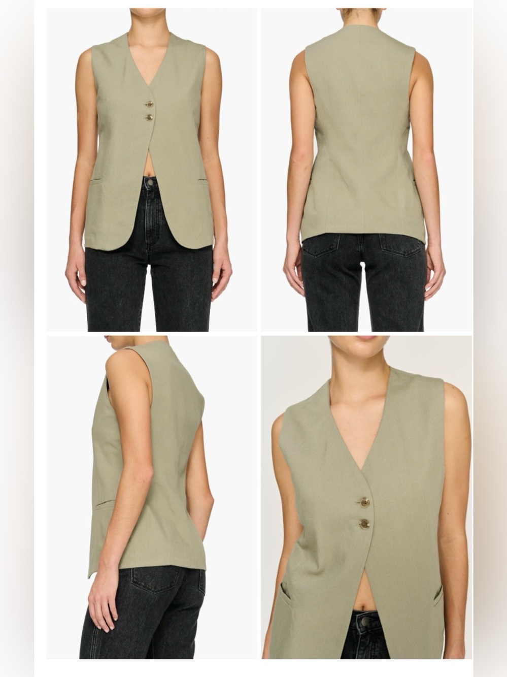 DL1961 Green Button Front Zia Vest, Cotton Linen Blend, XS